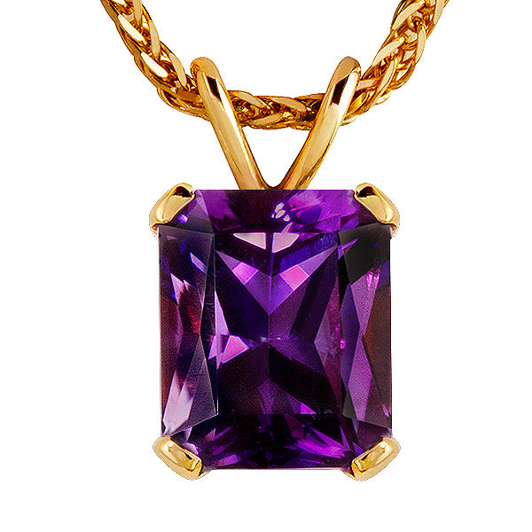 Swarovski Elements Gold high quality Amethyst Purple Emerald-cut Tennis Necklace NEW